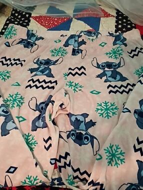Disney Pink Sleep Pants with Blue Stitch Print
